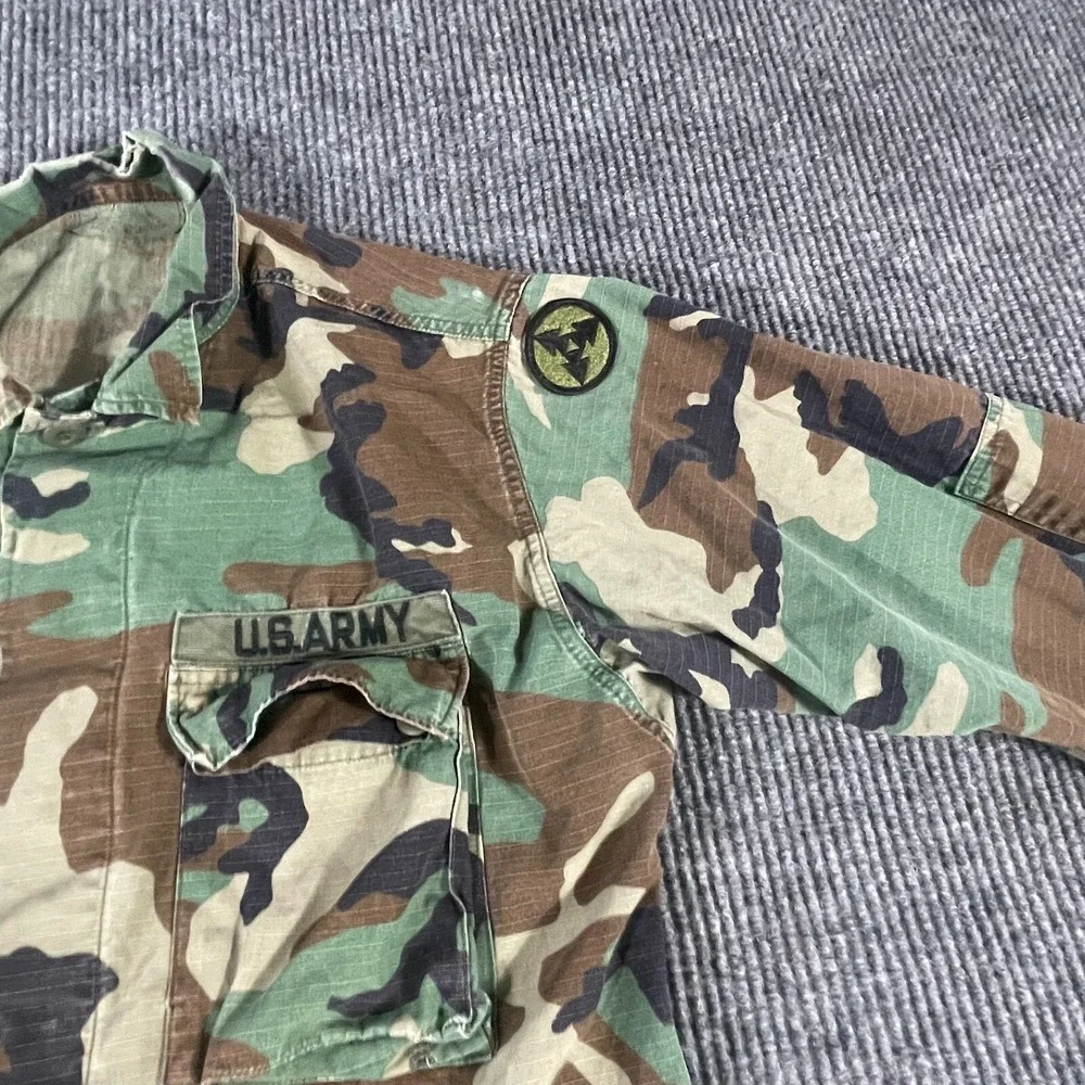 VTG US Army Shirt Mens M Green Camo Button Up OD Subdued 3rd Sustainment Command